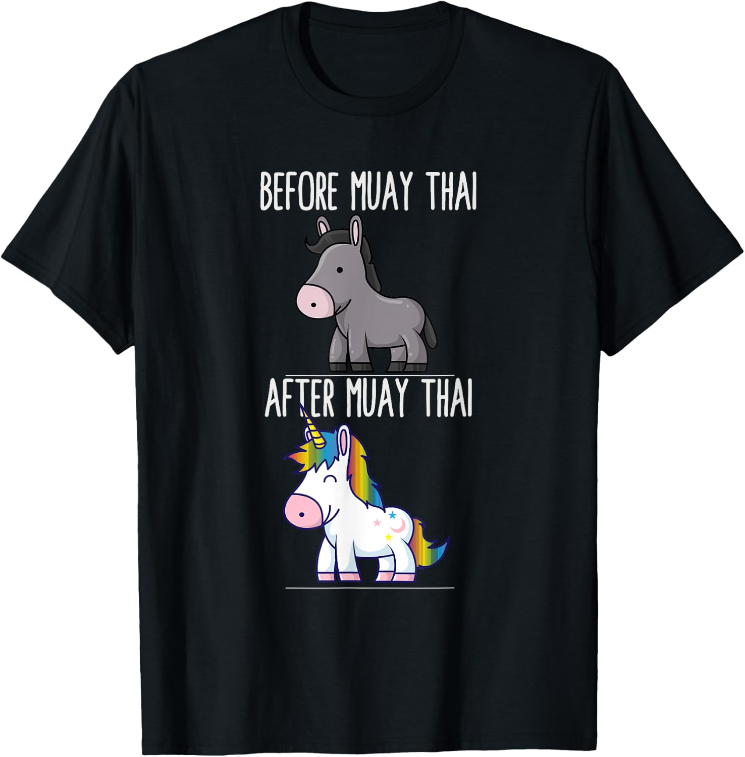 Before After Muay Thai Unicorn Fighter Boxing T-Shirt - T-Shirt | Black
