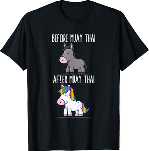 Before After Muay Thai Unicorn Fighter Boxing T-Shirt - T-Shirt | Black