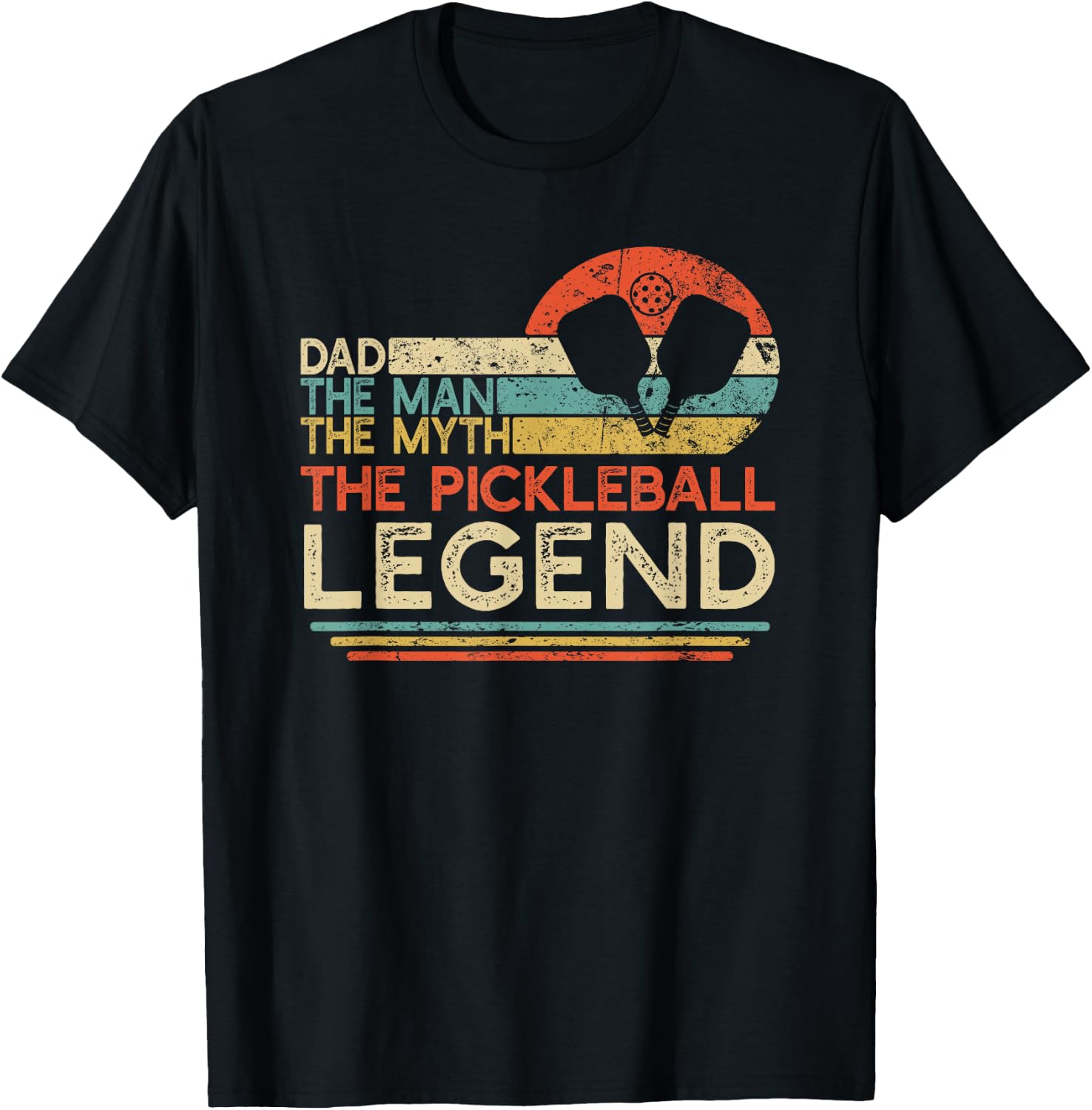 Vintage Pickleball Dad The Man The Myth The Legend T-Shirt - T-Shirt | Black