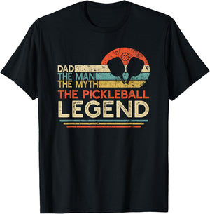 Vintage Pickleball Dad The Man The Myth The Legend T-Shirt - T-Shirt | Black