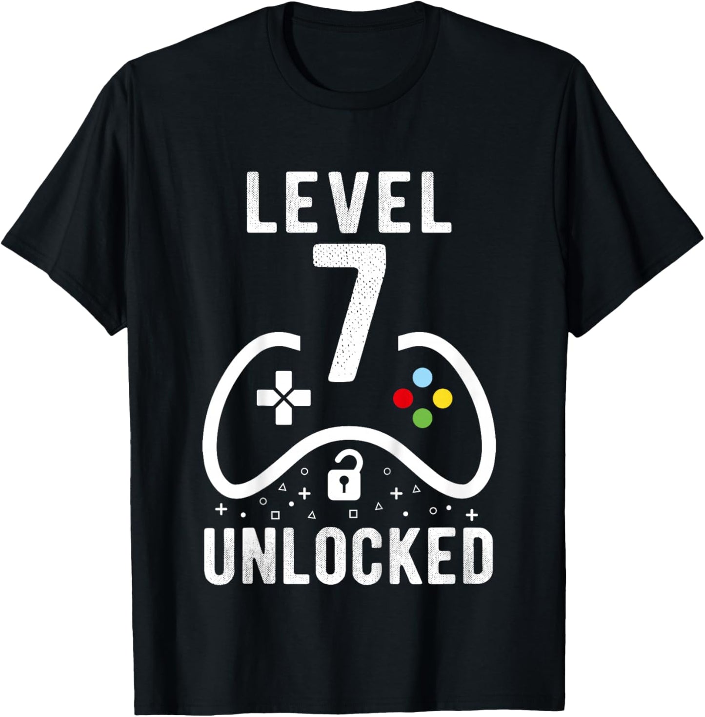 Level 7 Unlocked Video Game 7th Birthday Gift T-Shirt - T-Shirt | Black