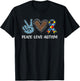Peace Love Autism Puzzle Pieces Ribbon Autism Awareness T-Shirt - T-Shirt | Black