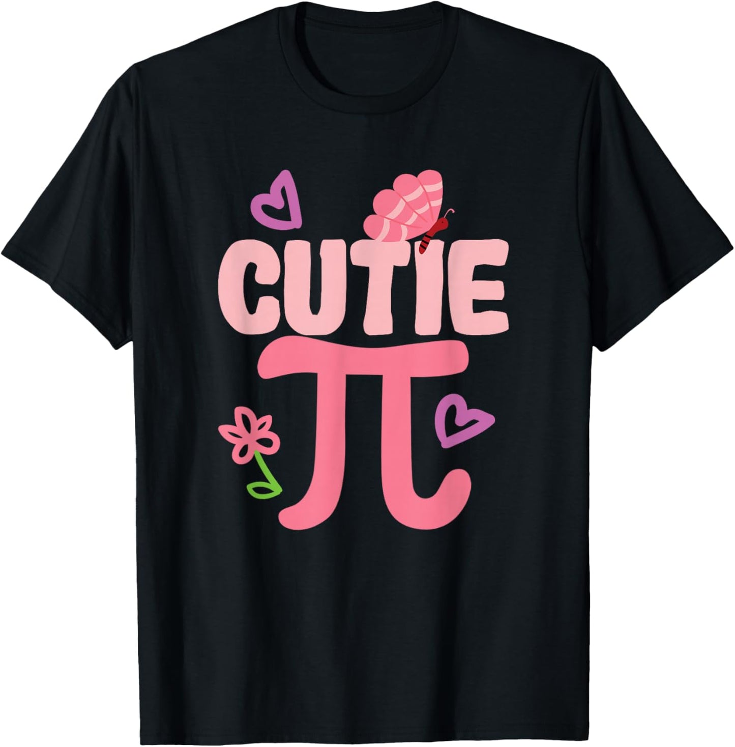 Cutie Pi Day Funny Cute Nerd Geek Pretty Math Butterfly T-Shirt - T-Shirt | Black