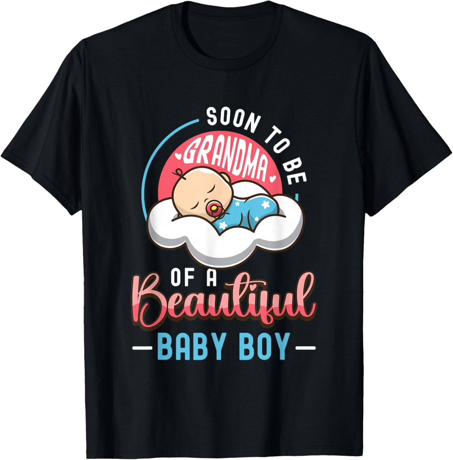 Soon To Be Grandma Of A Baby Boy New Grandma To Be T-Shirt - T-Shirt | Black