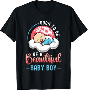 Soon To Be Grandma Of A Baby Boy New Grandma To Be T-Shirt - T-Shirt | Black