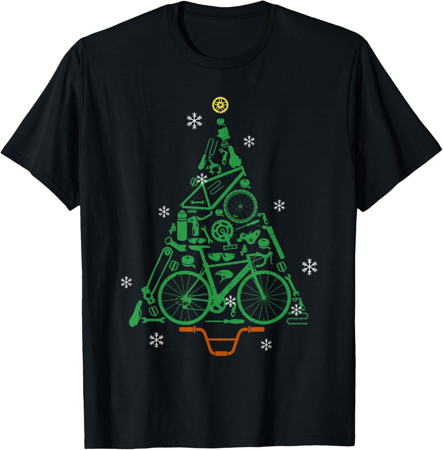 Road Bike Bicycle Funny Christmas Tree Cyclist Kids Adults T-Shirt - T-Shirt | Black