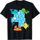 4th Birthday Party 4 Year Old Sea Fish Aquarium Birthday Boy T-Shirt - T-Shirt | Black