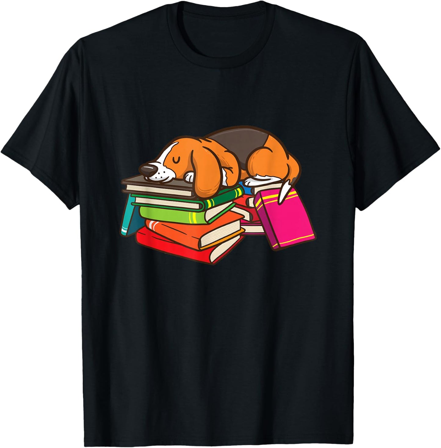 Cute Beagle Book Reading Lovers Gift Bookworm Girls Teachers T-Shirt - T-Shirt | Black