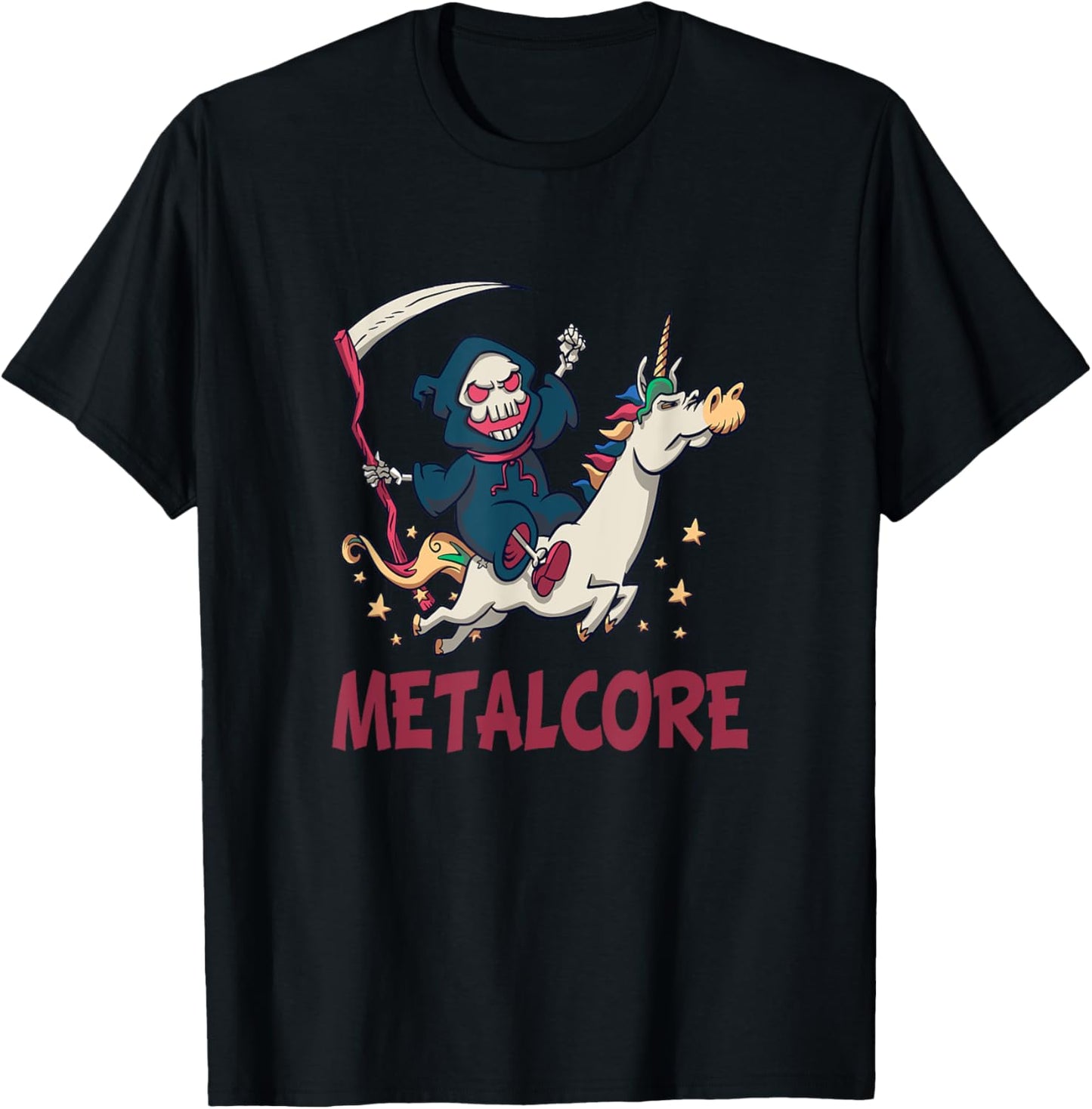 Funny Metalcore Reaper Unicorn Metalhead T-Shirt - T-Shirt | Black