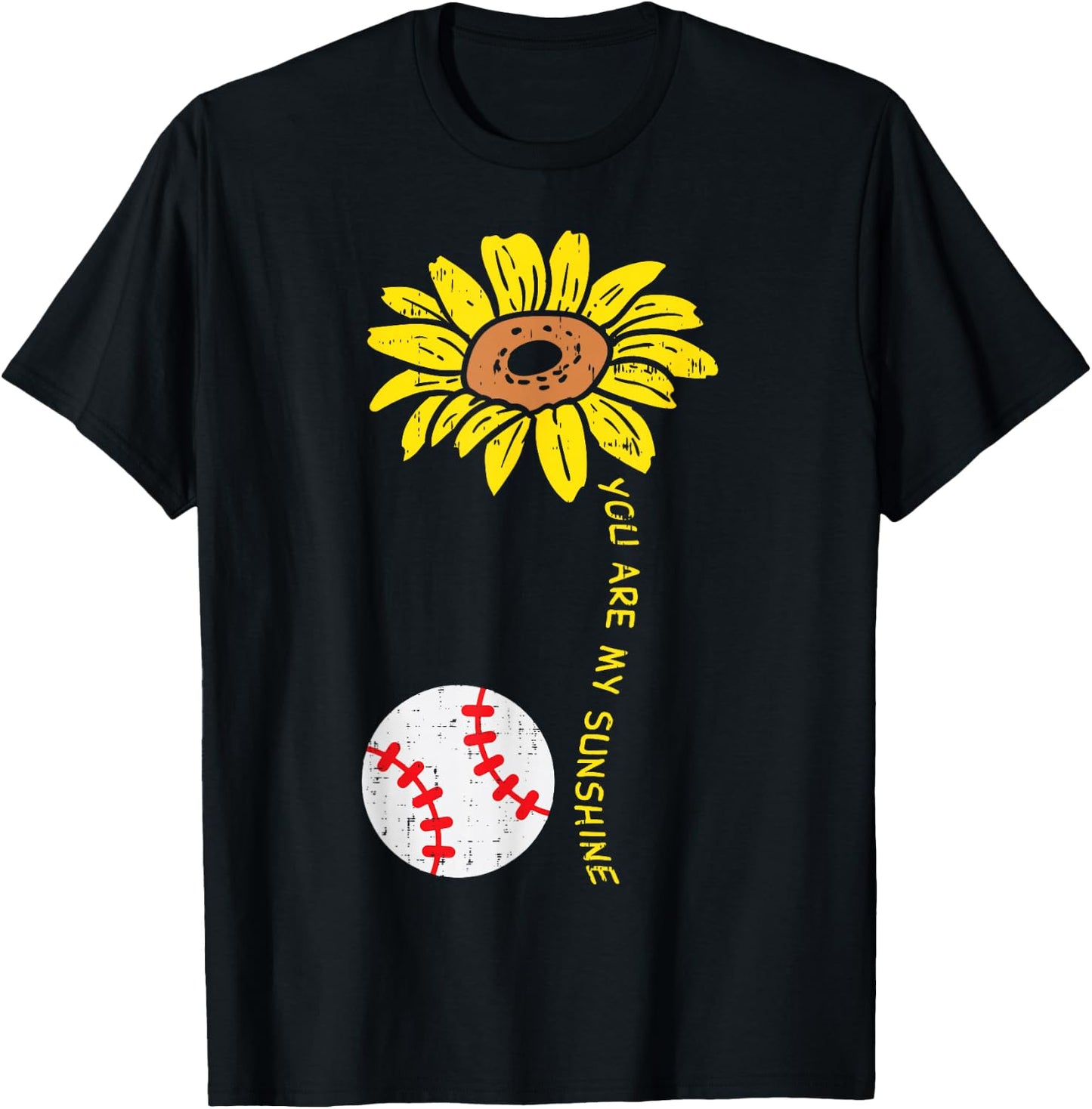 Sunflower Sunshine Baseball Softball Sports Men Women Kids T-Shirt - T-Shirt | Black