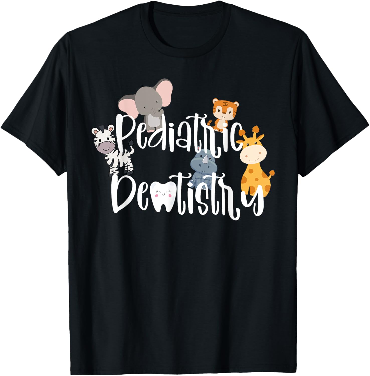 Safari Animals Pediatric Dentistry Dentist Dental Assistant T-Shirt - T-Shirt | Black
