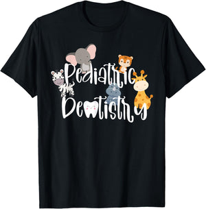Safari Animals Pediatric Dentistry Dentist Dental Assistant T-Shirt - T-Shirt | Black