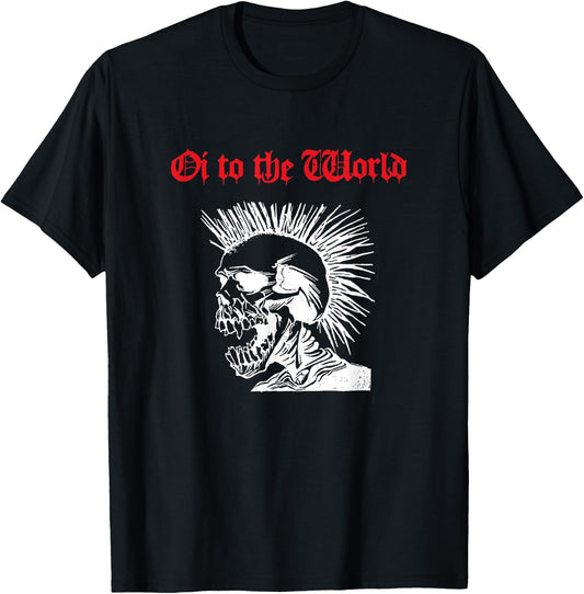 Oi to the World! Holiday punk greetings T-Shirt - T-Shirt | Black