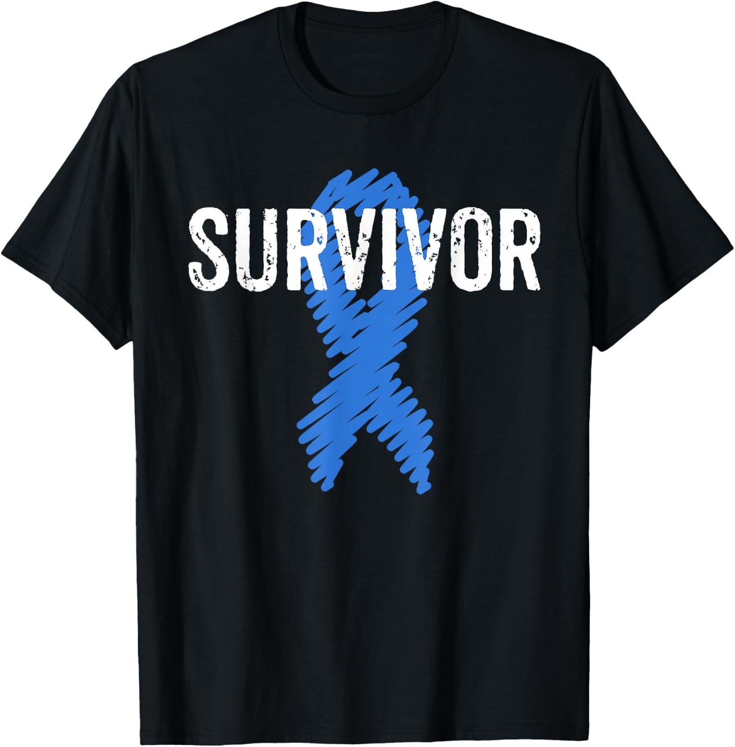 Colon Cancer Survivor Awareness Colonoscopy Blue T-Shirt - T-Shirt | Black