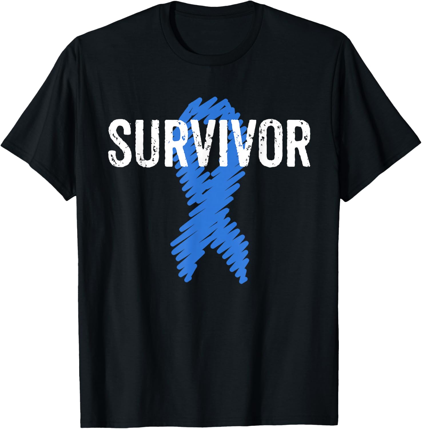 Colon Cancer Survivor Awareness Colonoscopy Blue T-Shirt - T-Shirt | Black