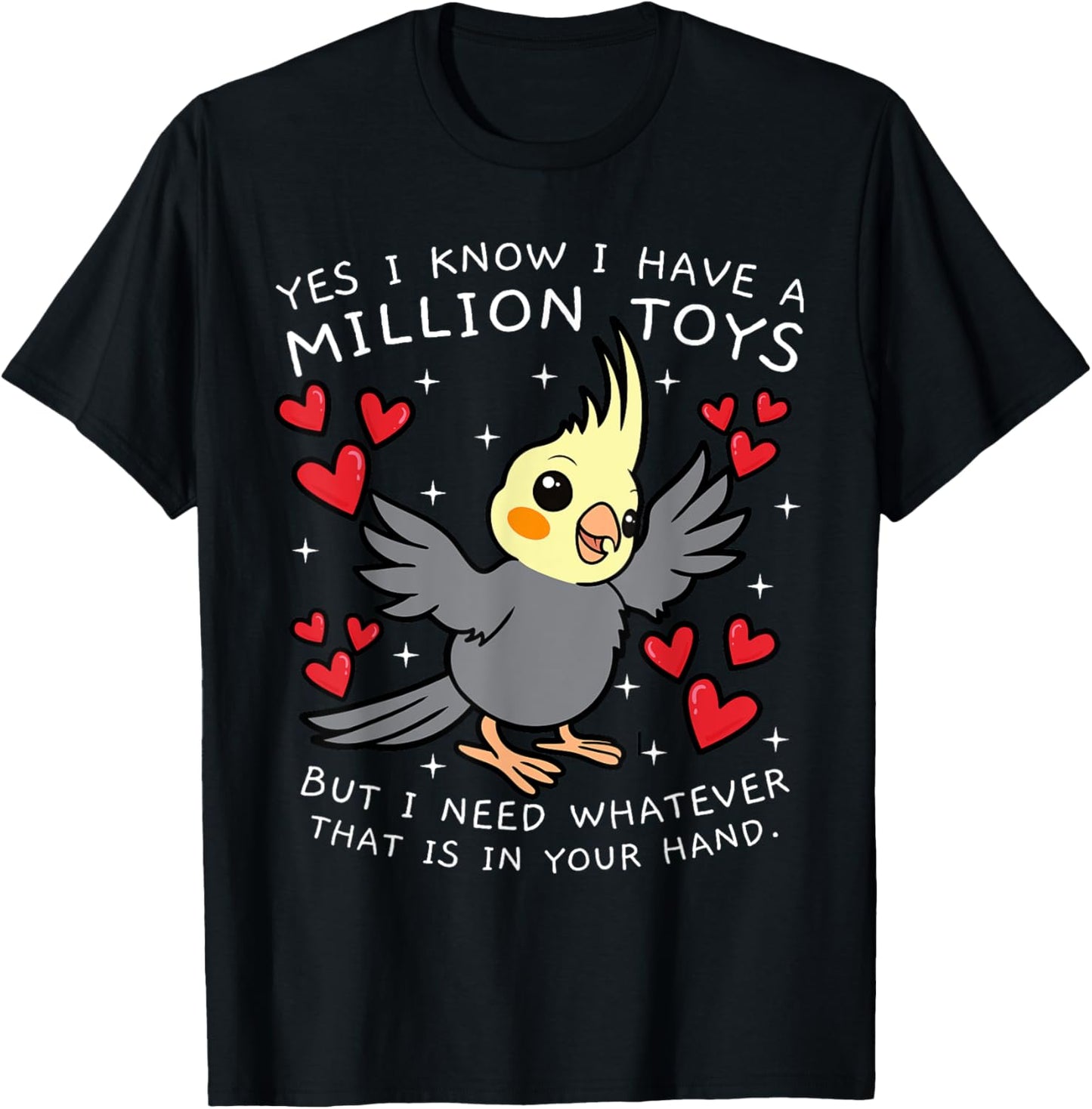 Cockatiel Cockatoo Lutino Parrot Weiro Bird Quarrion Tiel T-Shirt - T-Shirt | Black