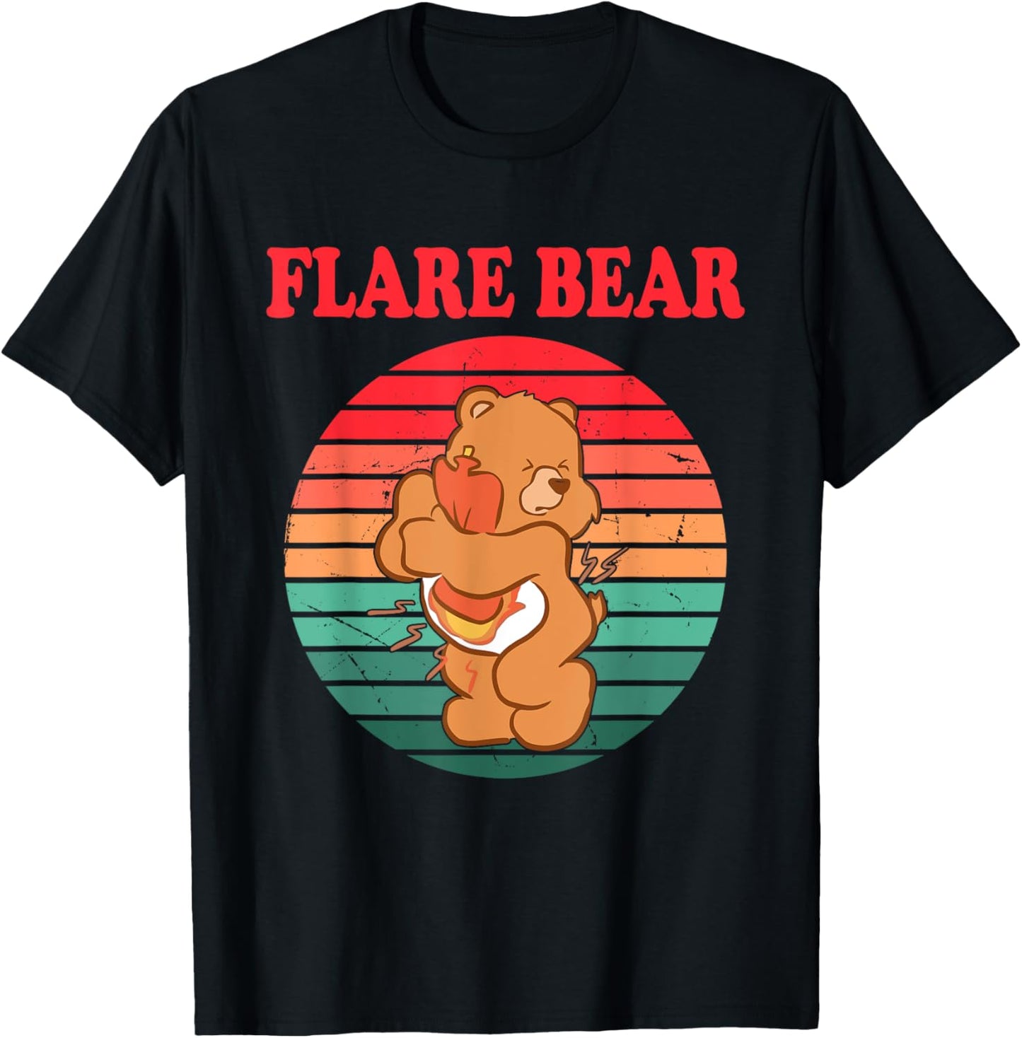 Funny Flare Bear Vintage Apparel T-Shirt - T-Shirt | Black