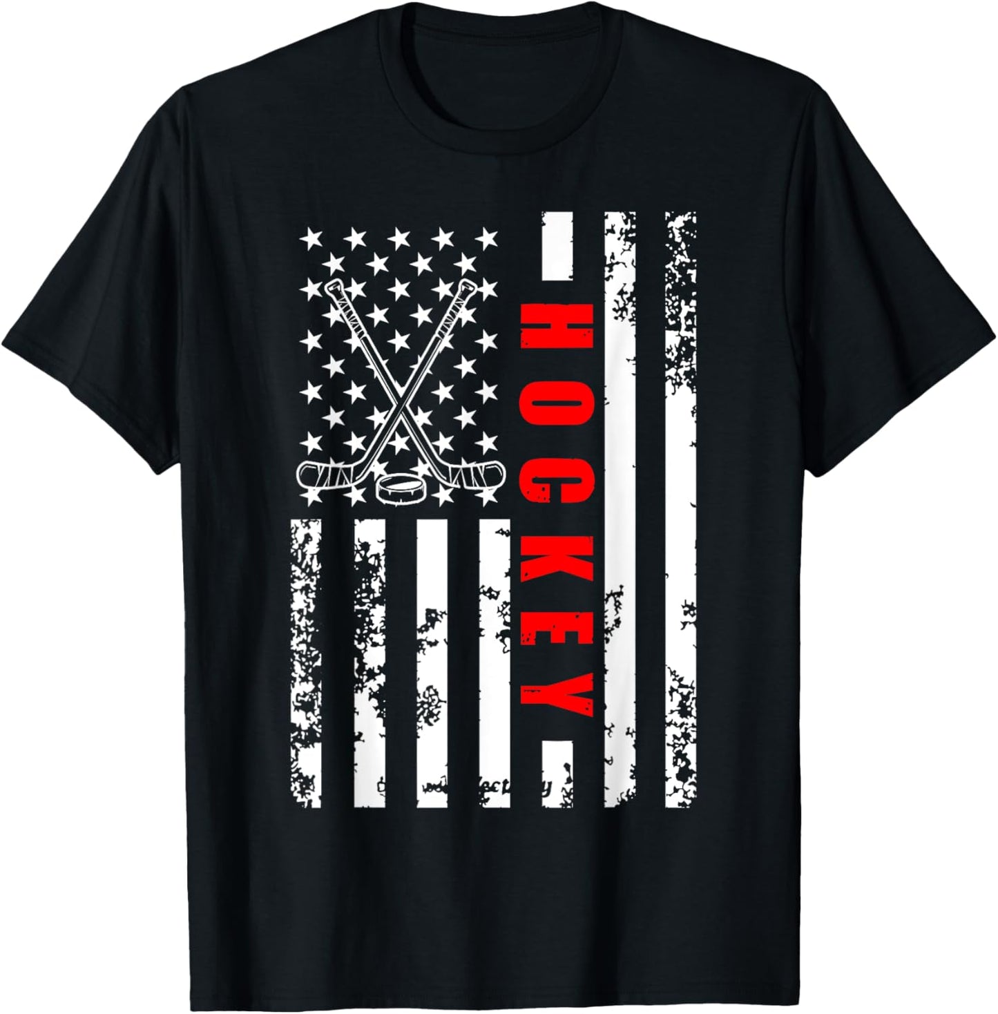 US American Flag Hockey Patriotic women kids Hockey T-Shirt - T-Shirt | Black