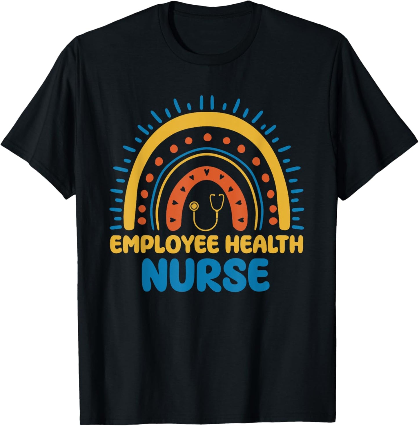 Cute Employee Health Nurse Boho Rainbow Occupational Health T-Shirt - T-Shirt | Black