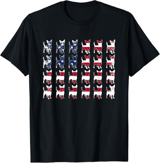 USA American Flag Chihuahua Lovers Fourth of July Patriotic T-Shirt - T-Shirt | Black
