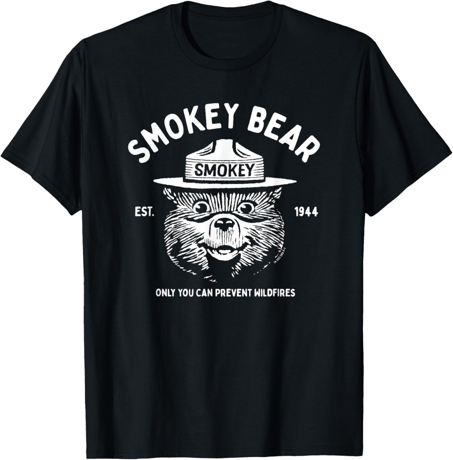 Vintage Smokey Bear Logo Only You Can Prevent Wildfires T-Shirt - T-Shirt | Black
