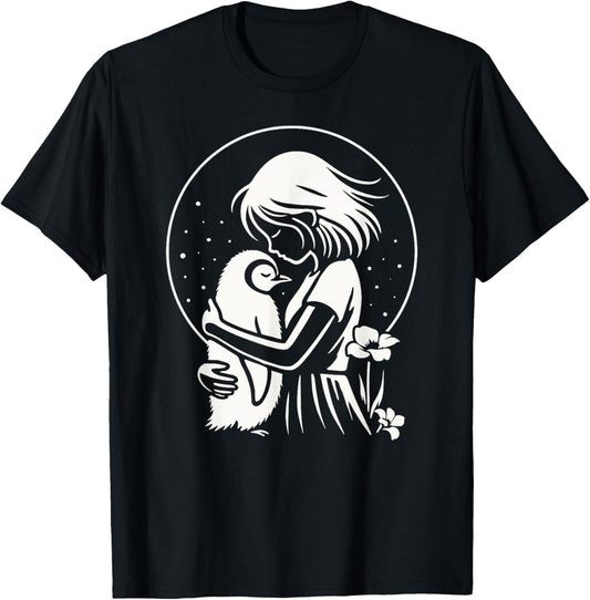 Penguin Shirt Woman Girl Child Silhouette Penguin , Black, S T-Shirt - T-Shirt | Black