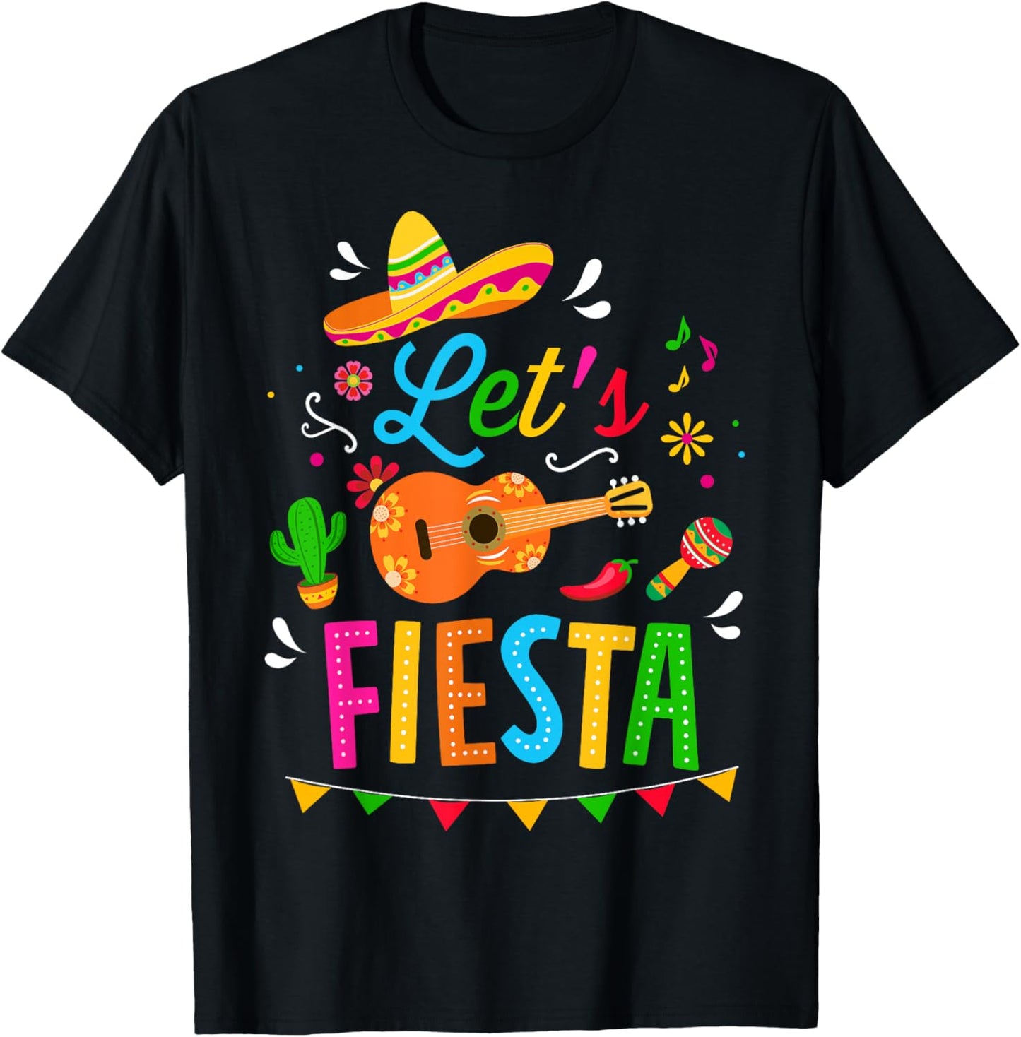 Let's fiesta for funny Cinco de Mayo costume party T-Shirt - T-Shirt | Black
