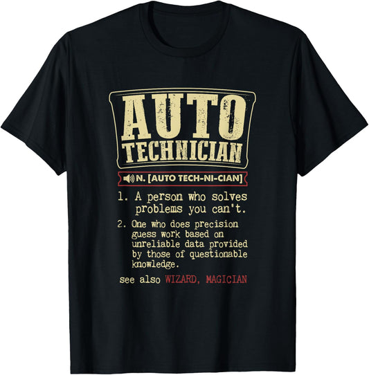 Auto Technician Gift Funny Dictionary Definition T-Shirt - T-Shirt | Black