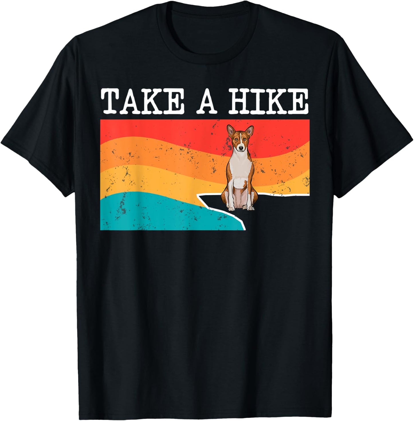 Funny Take A Hike Basenji Graphic Hiking T-Shirt - T-Shirt | Black