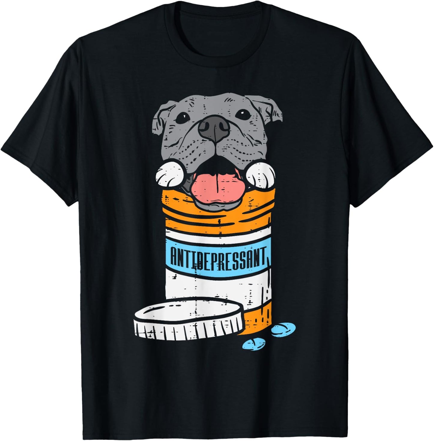 Antidepressant Pitbull Funny Pitties Dog Lover Owner Gift Men Women Girls Kids T-Shirt - T-Shirt | Black