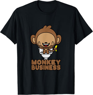 Potty Training Shirt Cute Toddler Monkey Business Toilet T-Shirt - T-Shirt | Black