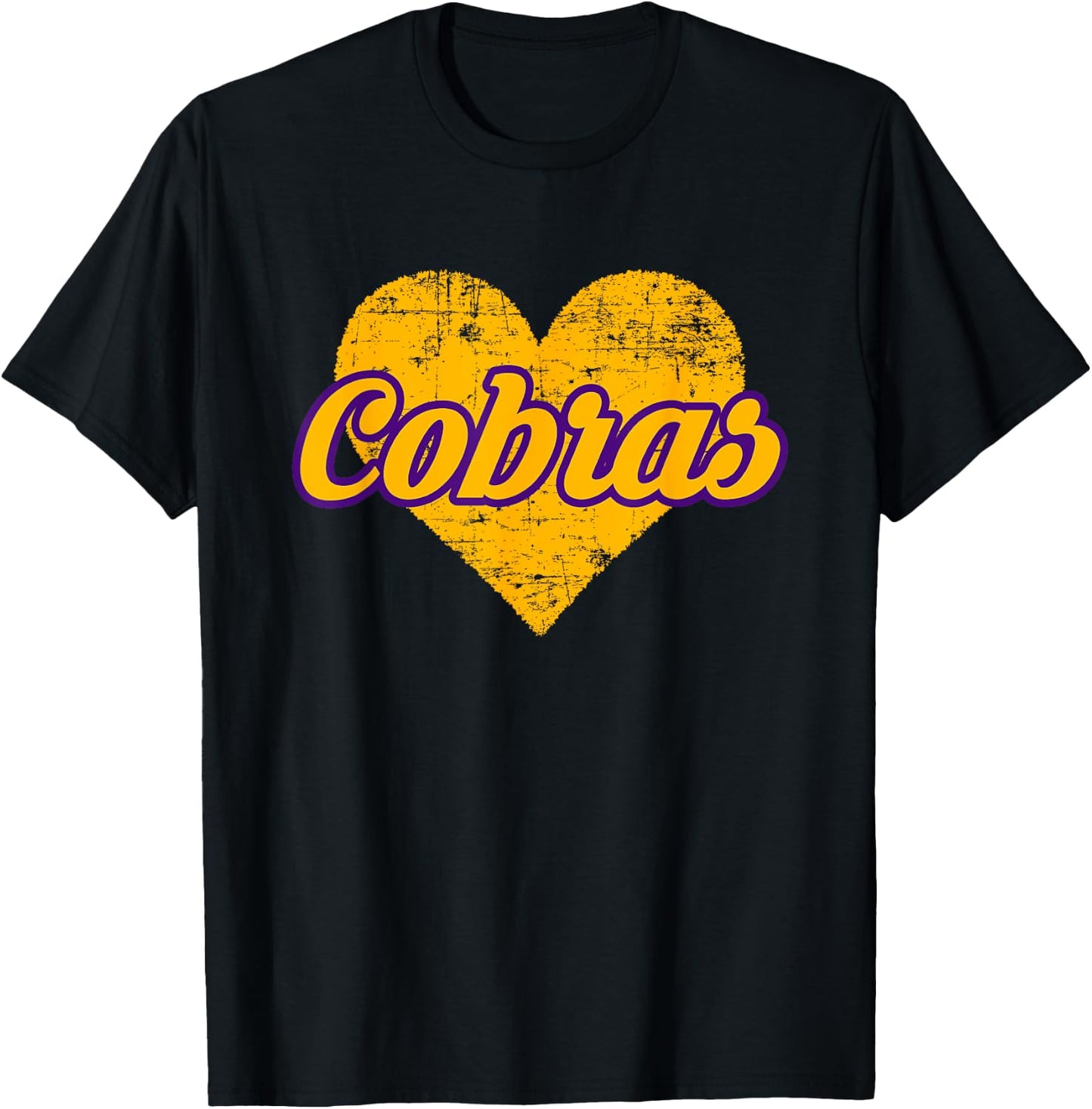 Fountain Lake Cobras Over Heart T-Shirt - T-Shirt | Black