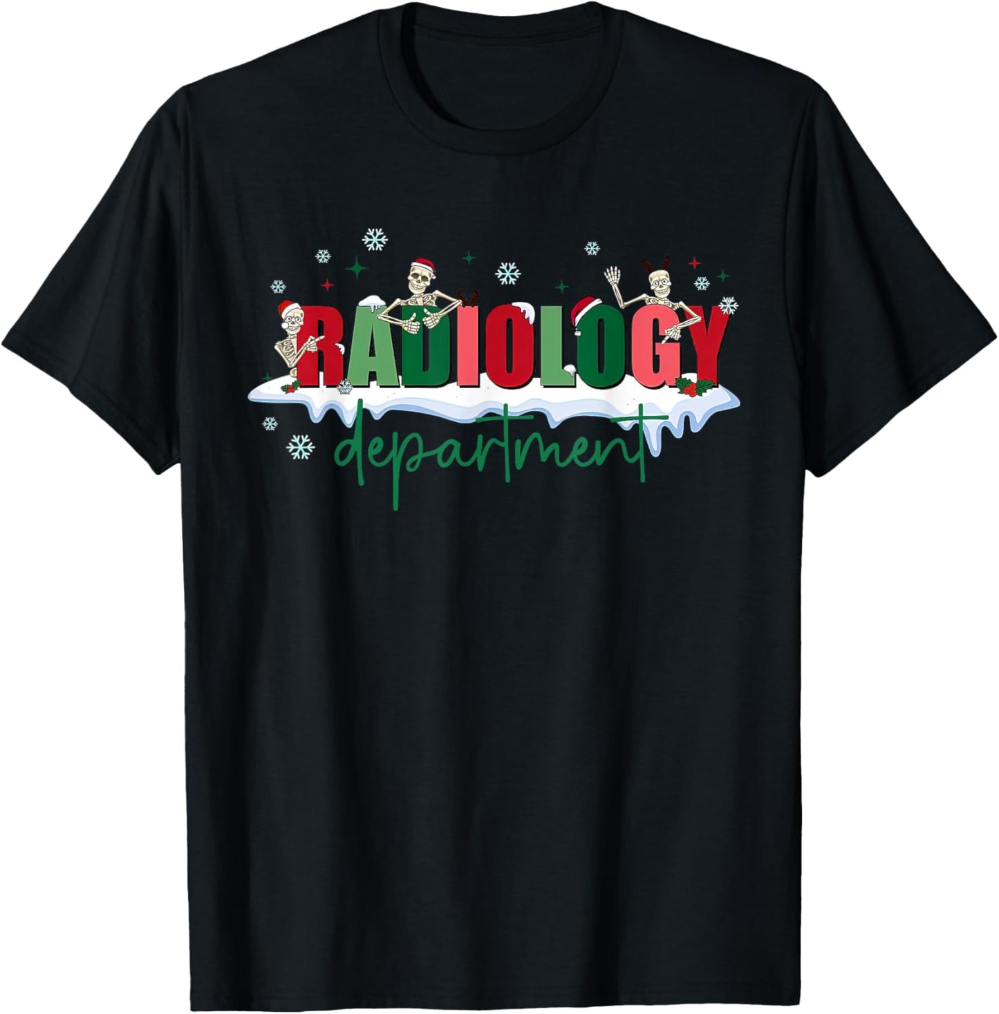Christmas Radiology Department Funny Skeleton X-ray Tech T-Shirt - T-Shirt | Black