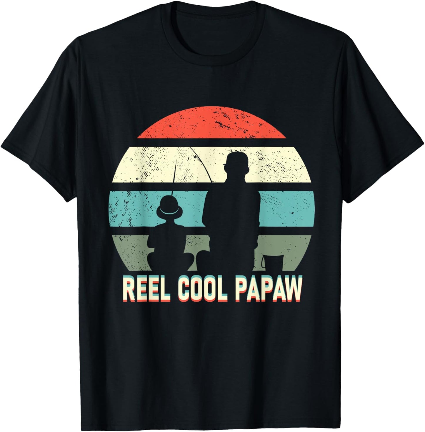 reel cool Papaw fisherman grandpa father's day Fishing gifts T-Shirt - T-Shirt | Black