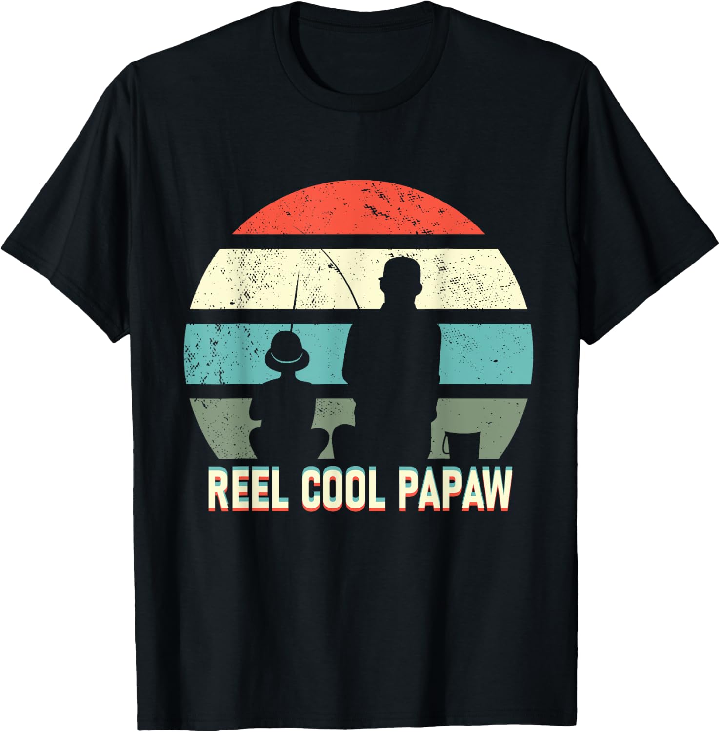 reel cool Papaw fisherman grandpa father's day Fishing gifts T-Shirt - T-Shirt | Black