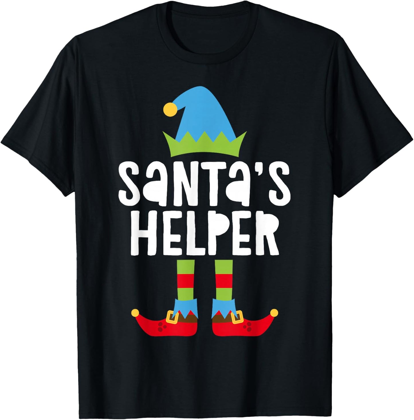 Santa's Helper Shirt Men Boy Matching Christmas Elf T-Shirt - T-Shirt | Black