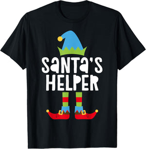Santa's Helper Shirt Men Boy Matching Christmas Elf T-Shirt - T-Shirt | Black