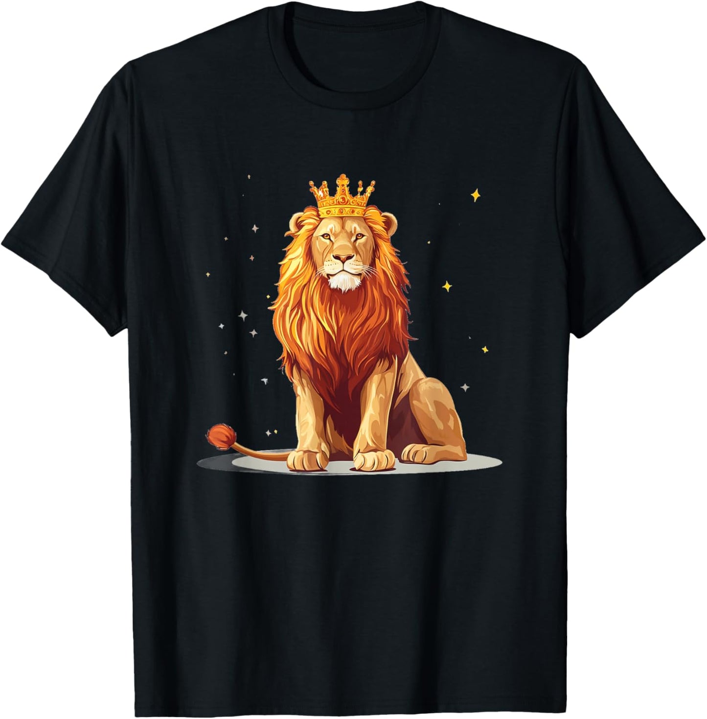 The cool lion king proudly wearing his crown for adults and kids T-Shirt - T-Shirt | Black
