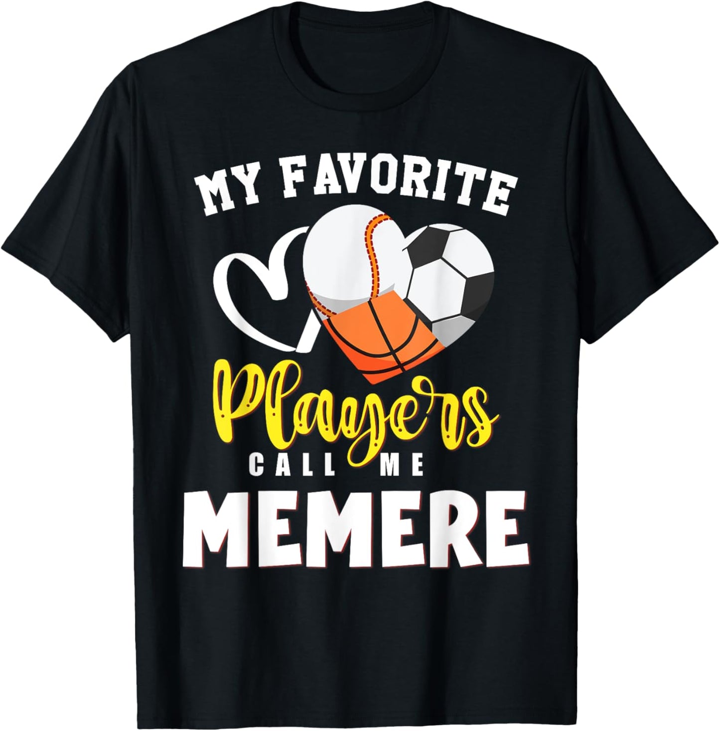 MEMERE My Favorite Baseball Soccer Basketball Players Call T-Shirt - T-Shirt | Black