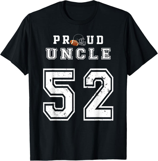 Custom Proud Football Uncle Number 52 Personalized T-Shirt - T-Shirt | Black