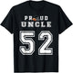 Custom Proud Football Uncle Number 52 Personalized T-Shirt - T-Shirt | Black