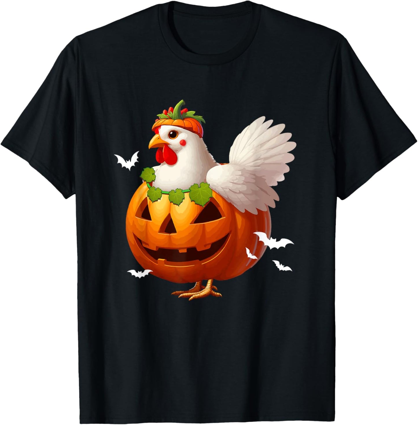 Chicken Cosplay Carved Pumpkin Halloween Costume Farmer Kids T-Shirt - T-Shirt | Black