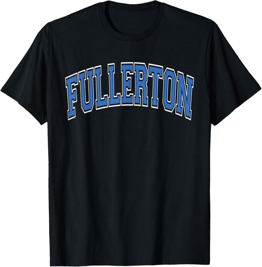 Fullerton Arched Blue Text T-Shirt - T-Shirt | Black