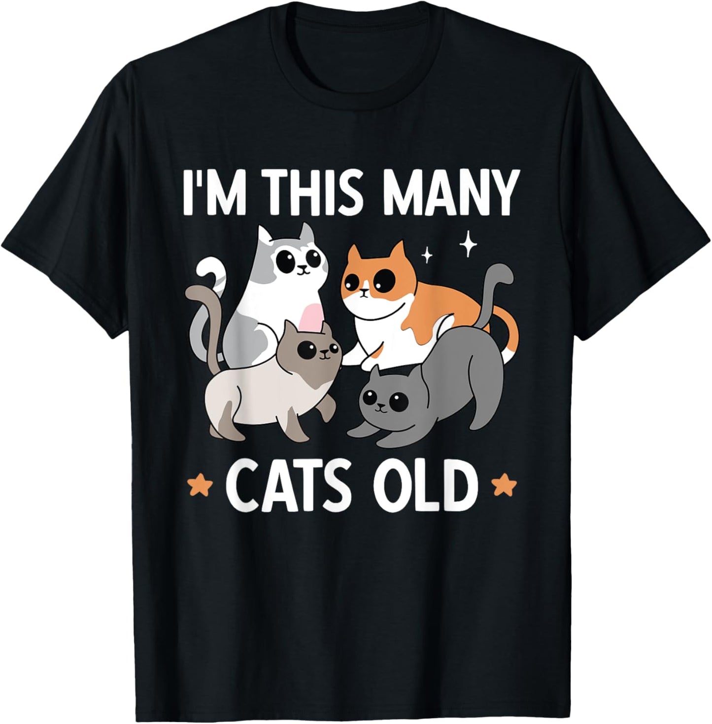 I'm This Many Cats Old 4th Birthday Party Kitten Cat T-Shirt - T-Shirt | Black