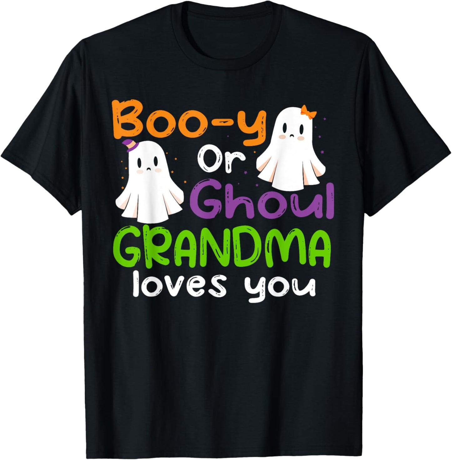 Halloween Booy Or Ghoul Grandma Gender Reveal baby shower T-Shirt - T-Shirt | Black
