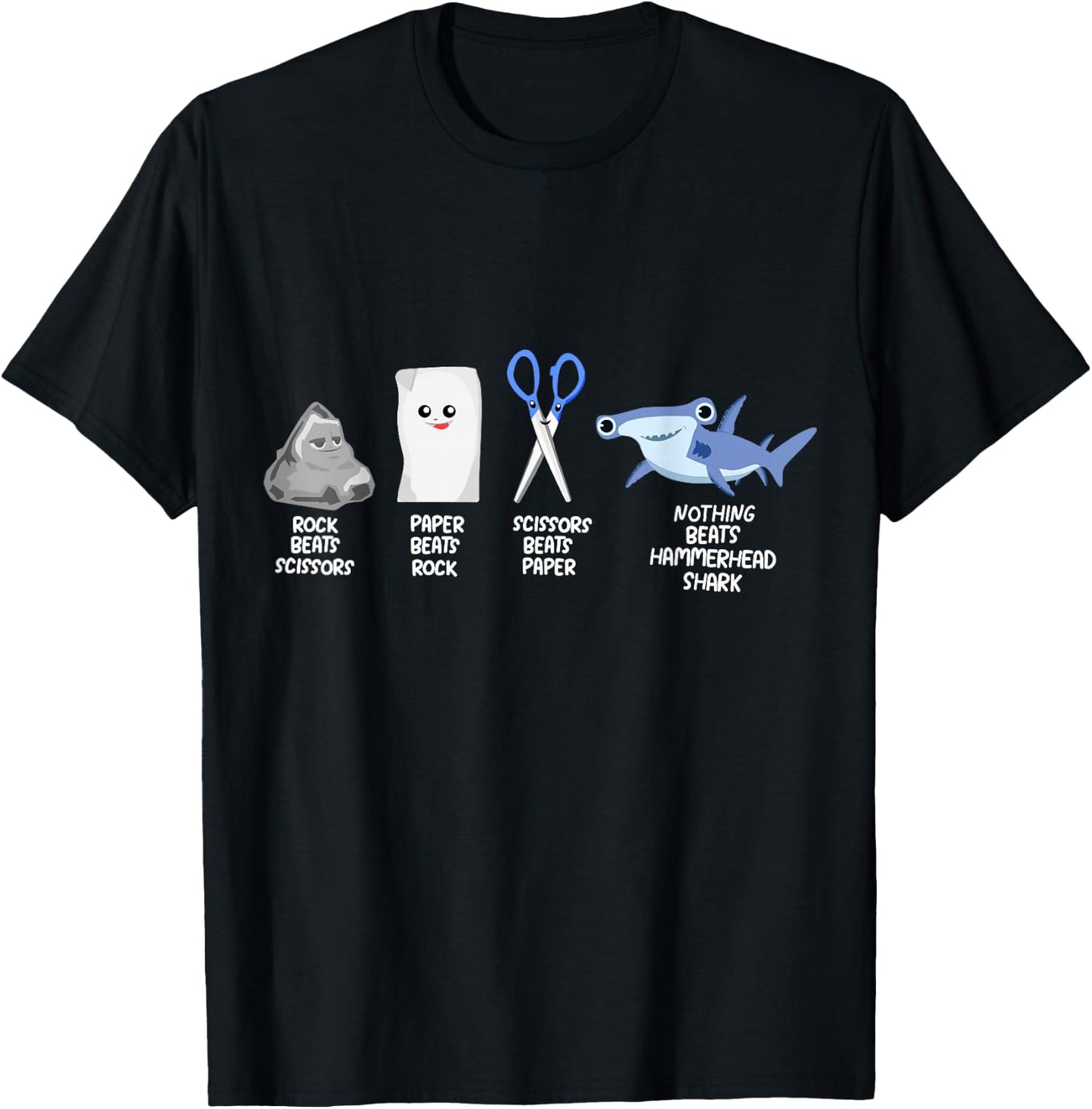 Rock Paper Scissors Hammerhead Shark Clothes Gift Shark T-Shirt - T-Shirt | Black