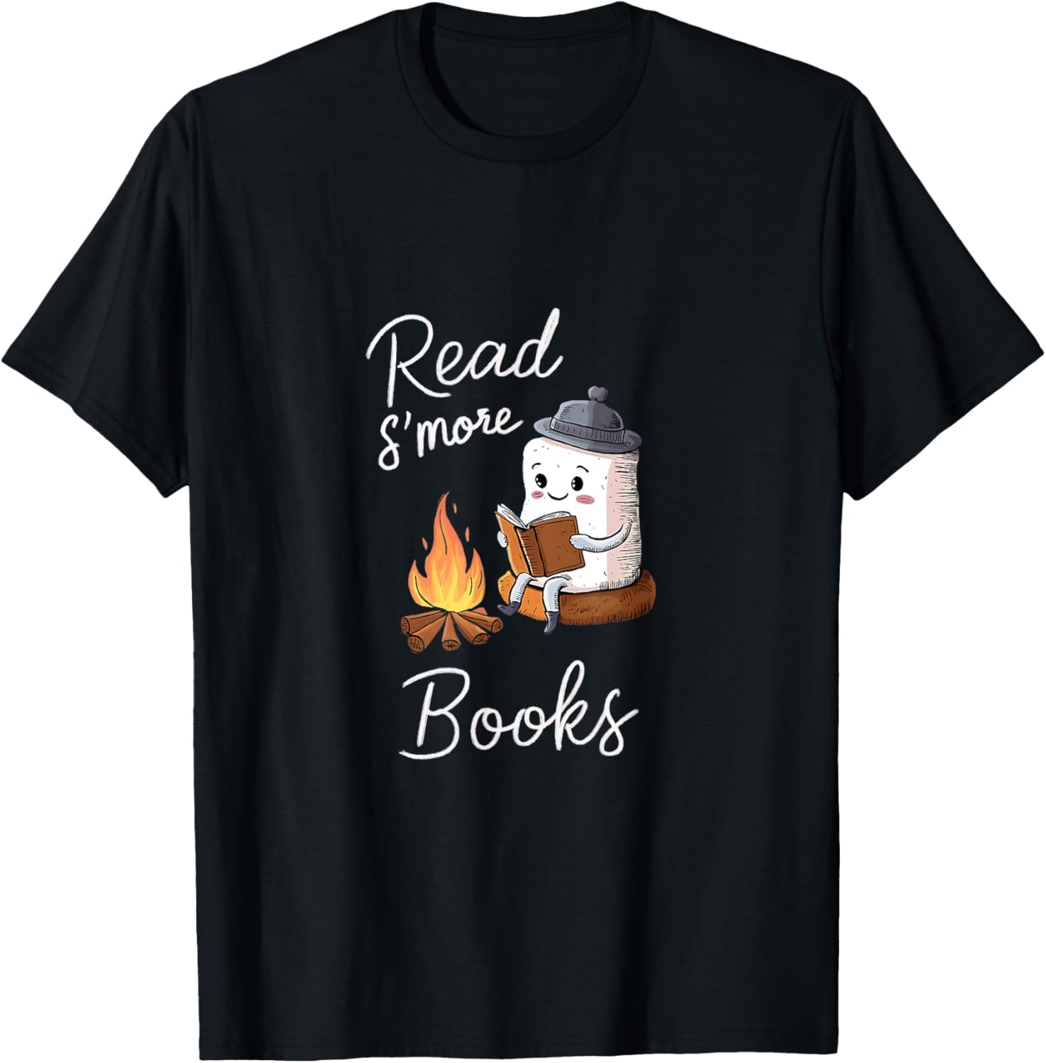 Read S'more Books Cute Campfire | Reading Book Lovers T-Shirt - T-Shirt | Black