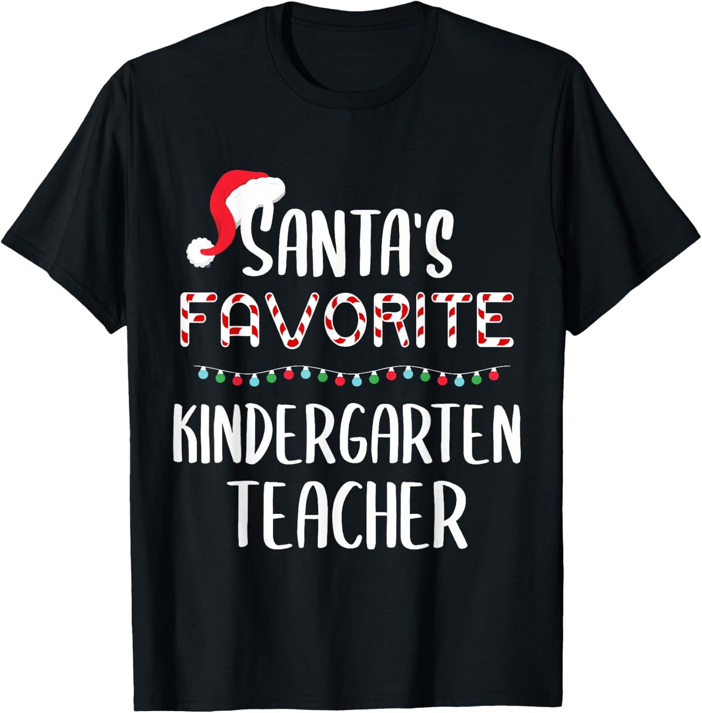 Santas Favorite kindergarten teacher Pajamas Christmas Xmas T-Shirt - T-Shirt | Black