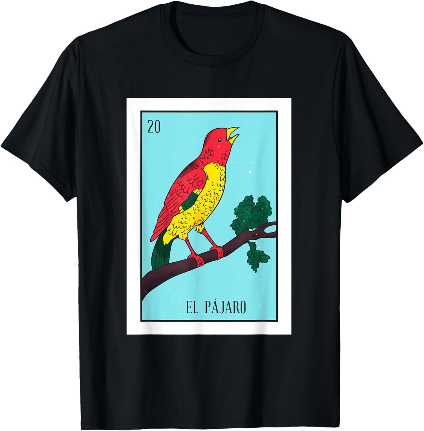 El Pajaro Lottery Card The Bird Card Mexican Lottery T-Shirt - T-Shirt | Black