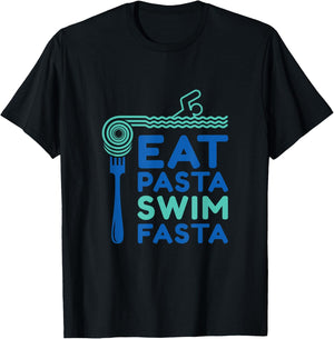 Eat Pasta swim fasta fun design T-Shirt - T-Shirt | Black
